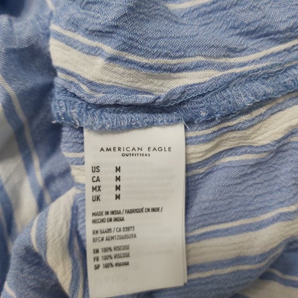 American Eagle Outfitters Shirt Women Medium Blue Tie Front Boho Long Sleeve - Picture 9 of 12